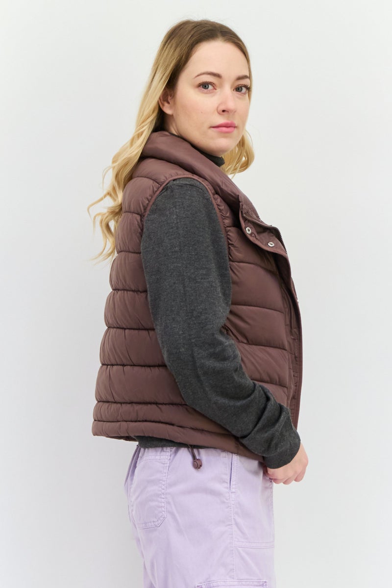 Bearpaw Women Quilted Vest Jacket, Dark Plum - Image 4